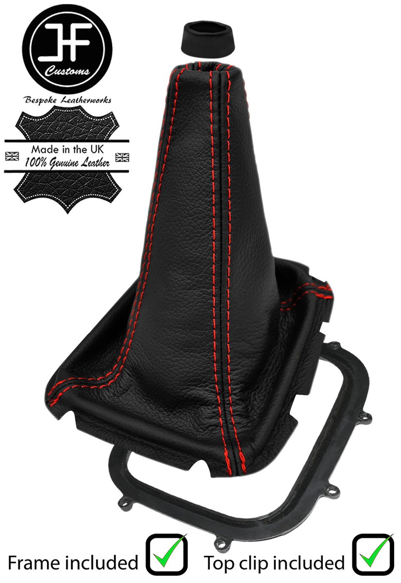 RED STITCH REAL LEATHER SHIFT BOOT+FRAME+TOP RING FOR SUBARU