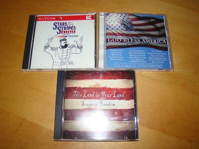 LOT OF 3 CDS GOD BLESS AMERICA STARS & STRIPES MARCHES SONGS OF FREEDOM 