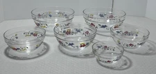 6 Vintage Durable Heat Resistant Floral Nesting Bowls 