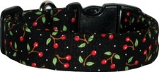 Black  Red Mini Cherries Custom Handmade Dog Collar