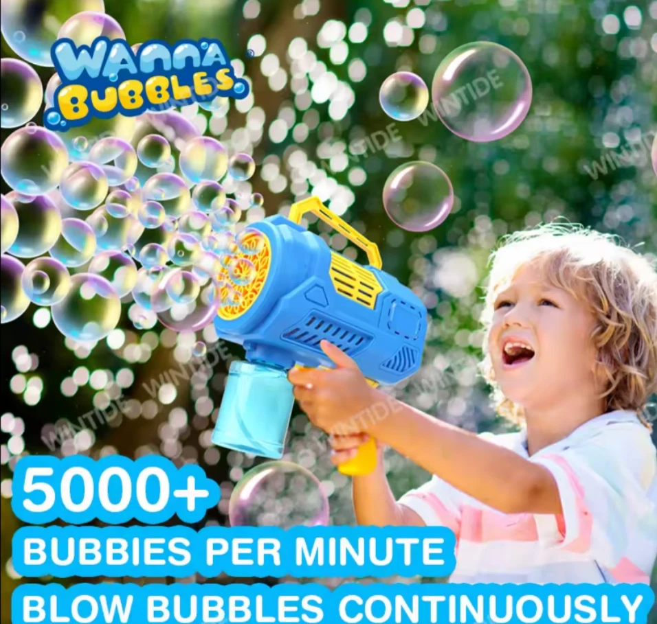 Juego de 2 pistolas automáticas de burbujas de juguete de plástico para PC con forma de cohete para niños pequeños Foto 4 de 4