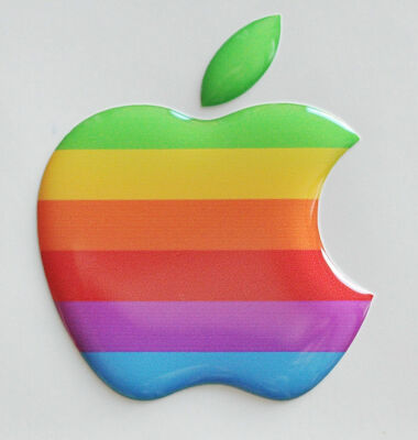 1pcs Apple Logo 3D Curved Sticker for iPad. Rainbow. 50x43mm