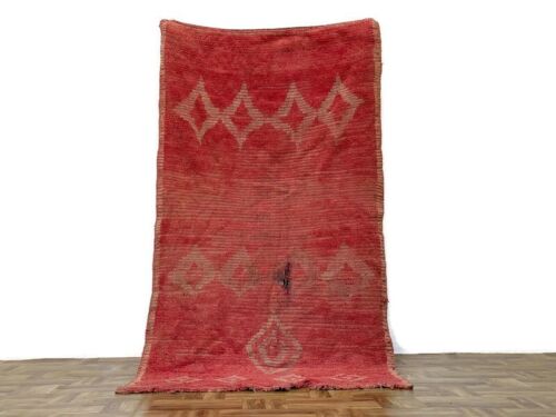 Huge Vintage Rug,Soft Handmade ExckusiveRug,Red Moroccan Living Room Rug  3x7 ft - Afbeelding 1 van 12