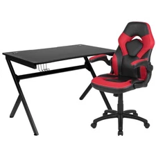 Flash Black Gaming Desk and Red/Black Racing Chair Set - BLN-X10D1904-RD-GG