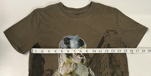 Cat and Jack Dinosaur On A Scooter T-Shirt Olive Green - Boys Size M 8/10 - Picture 4 of 8