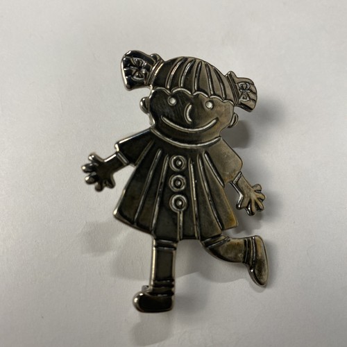 Vintage Silver Toned Little Skipping School Girl Child Brooch Pin - Picture 11 of 12