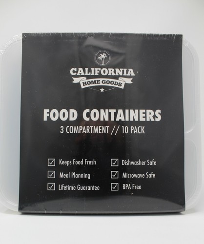 California Home Goods 3 Compartment Reusable Storage Containers with Lids-10 ct. - Bild 3 von 3