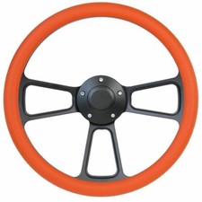 Kit adaptador y volante vinilo negro Billet y naranja Mustang 1984-1991