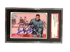 Earl Ingarfield 1968-69 Topps Hockey #102 Signed AUTO Pittsburgh Penguins SGC