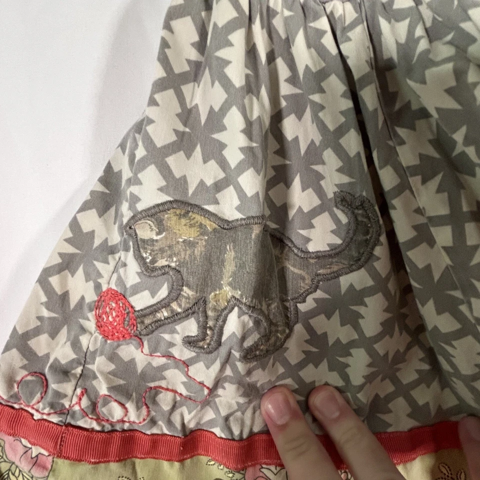Matilda Jane Short Skirt Girl's 4 Grey Cat Embroidered Pull On Elastic Waist - Image 4 of 4