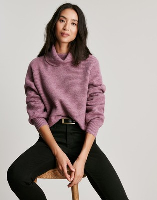 Joules Womens Halton Roll Neck Jumper - Purple Marl - 8 | eBay