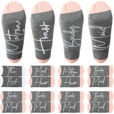 8 Pairs Bridesmaid Socks Maid of Honor Bride Socks Set Bridal Bachelorette We...
