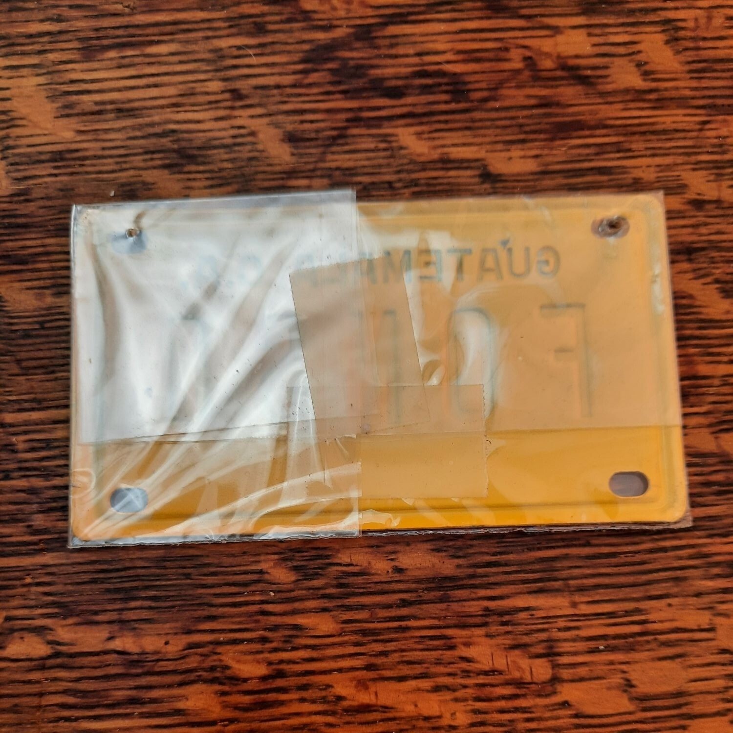 Vintage Bicycle License Plate Yellow and Black Personalized Guatemala