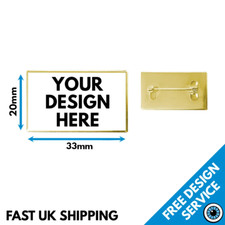 Rectangular Custom Badges • Metal Print Lapel Pin • 33 x 20mm Badge Metal