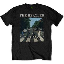 The Beatles Abbey Road & Logo Official Merchandise T-shirt Black New