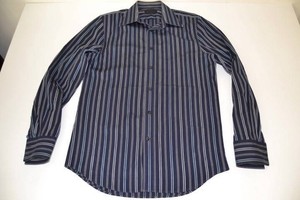 navy blue striped dress shirt