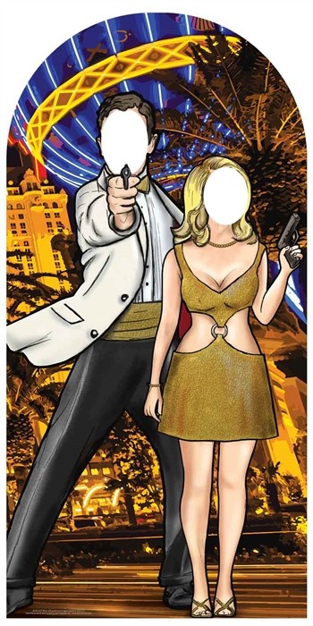 Black and Gold Secret Agent Adult Stand-In Lifesize Cardboard Cutout