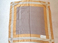 VINTAGE PIERRE CARDIN SQUARE SCARF BROWN W/FLORAL DESIGN 26 X 26 ROLLED EDGE