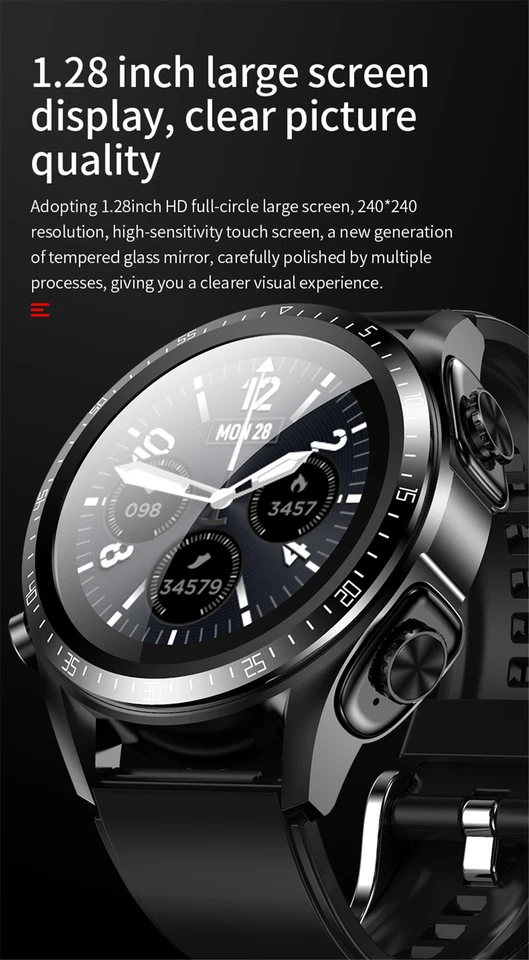 Smart Watch 2 In 1 Smartwatch with Headsets Bluetooth Phone Call for Men Women - Image 3 of 4