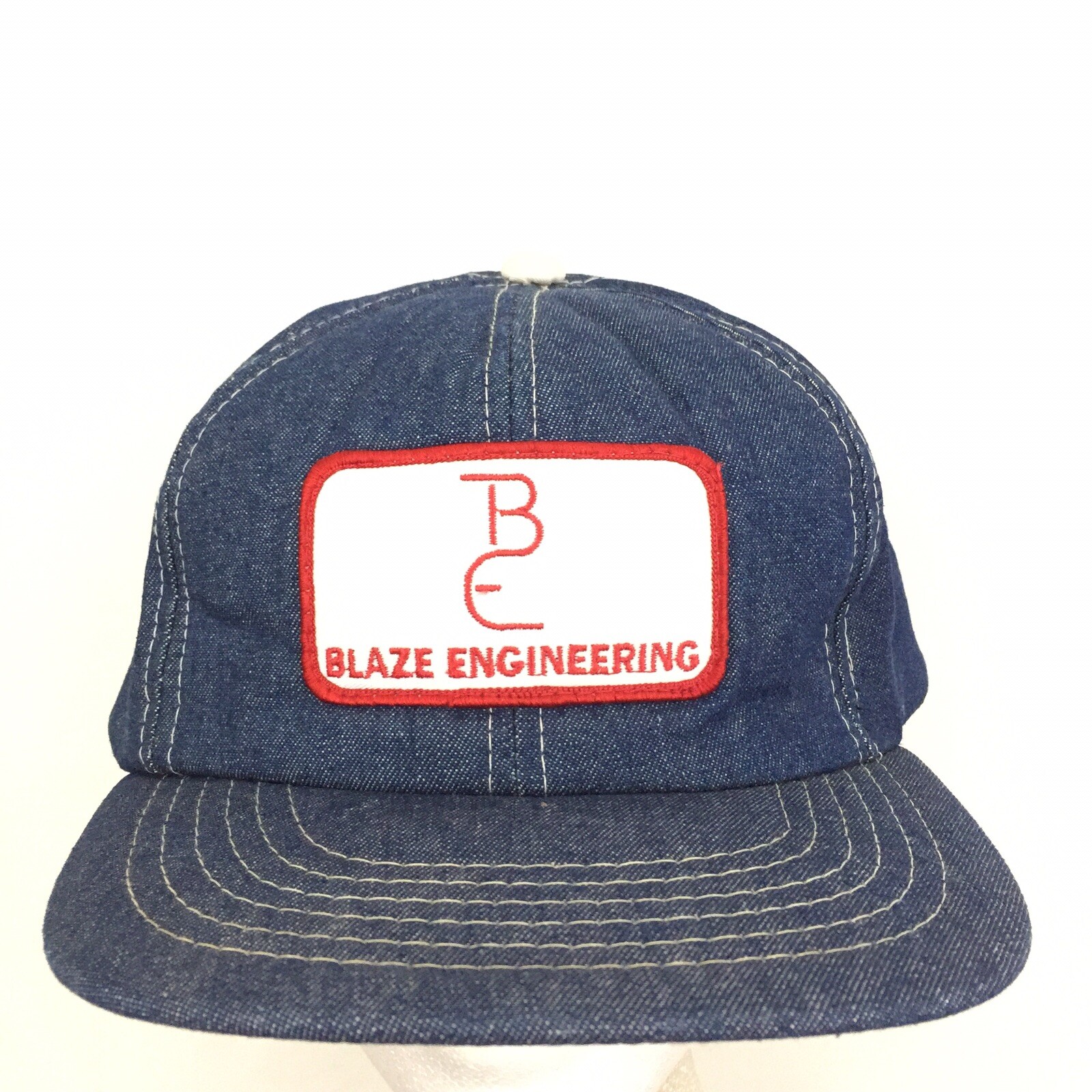 Vtg Blaze Engineering Patch Hat Script Logo Denim… - image 9