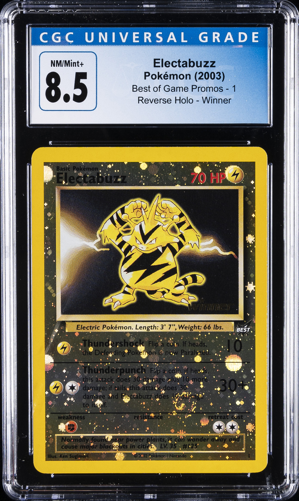 2003 POKEMON BEST OF GAME PROMOS - REVERSE HOLO - WINNER #1 ELECTABUZZ CGC 8.5 - Main Image