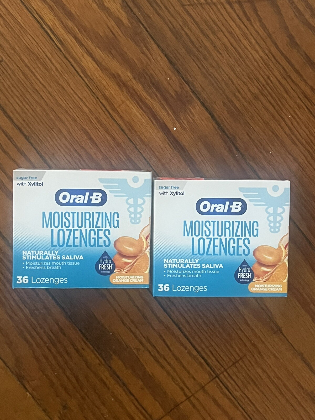 2 Pack Oral B Moisturizing Lozenges Stimulates Saliva Orange Cream