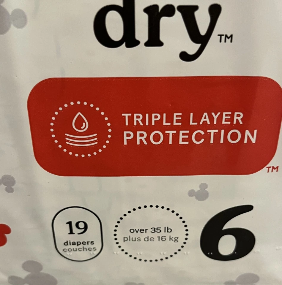 Lote de 3 pañales ajustados y secos Huggies talla 6, Disney Baby Mickey Mouse 19 unidades Foto 3 de 3