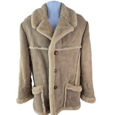Sawyer Of Napa Men's Suede Sheepskin Shearling Heavy Marlboro Coat 40 S / M USA