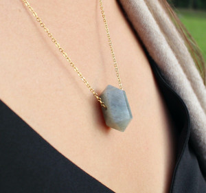 Authentic Labradorite Necklace Gemstone Necklace 16kt Gold Plated Healing Necklace Chakra