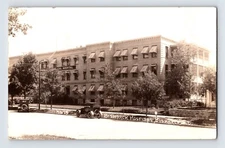 Postcard RPPC North Dakota Bismarck ND Hospital Autos Cars 1937 Posted