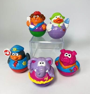 Hasbro Playskool WEEBLES Wobble Animals Lot Of 5, 2003 Elephant, Crossing Guard