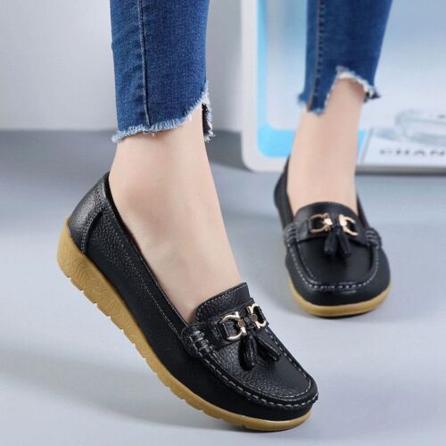 Ladies Fit Shoes Slip On Foam Work Shoes Womens Loafer Shoe Memory Leather Shoes - Picture 16 of 27
