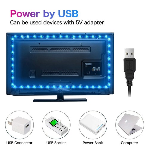 USB / battery Bluetooth LED Strip Lights RGB 5050 Sync to Music TV Backlight 5V - Picture 7 of 14
