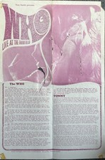 The Who 1969 Quad / Wall gig  Poster Flyer Fairfield Halls original Vintage