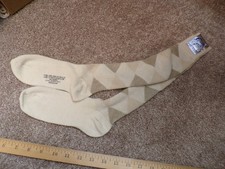 Vtg 70's Brown/Tan Argyle Knee High SOCKS 9-11 NOS Orlon Acrylic