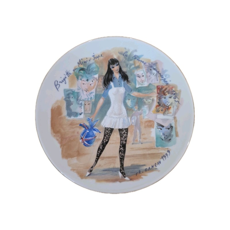 Vintage 1979 D'Arceau Limoges Collectors Plate “Brigitte En Mini Jupe 1965”