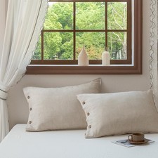 100 Linen Pillowcases Set of 2, French Linen from Normandy, 20X26Inch Standa...