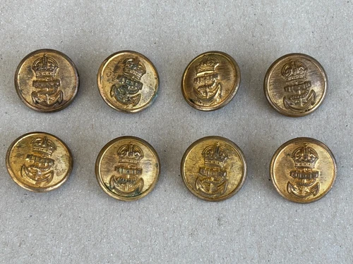WW1 /2 Era Royal Navy Buttons, 8 x 23 mm Blazer Set (Sew On)