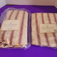 2 Pottery Barn Red Stripe Basket Liners Replacement 10x15 12x20