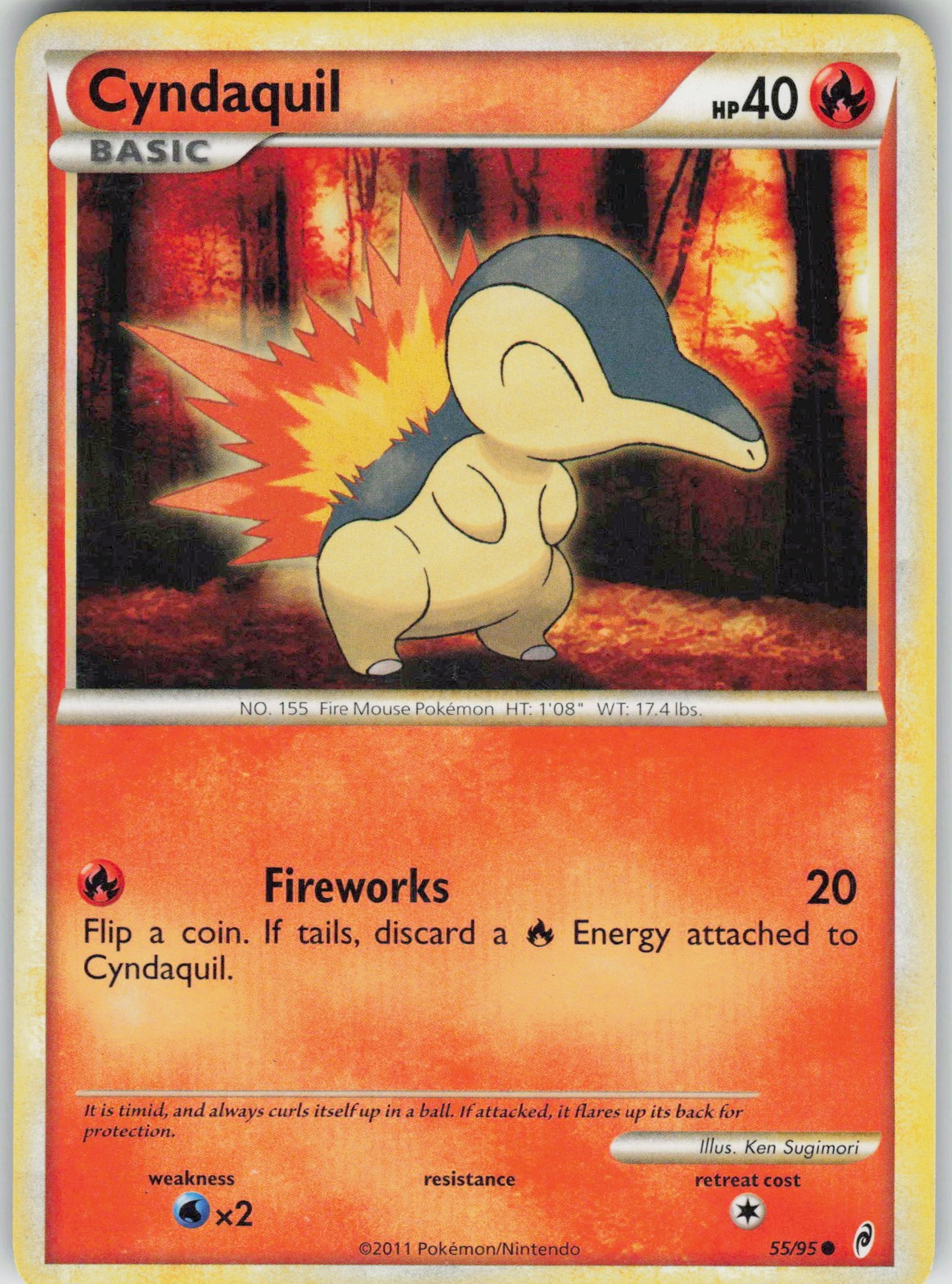 Pokemon Cyndaquil 55/95 Call of Legends Common LP