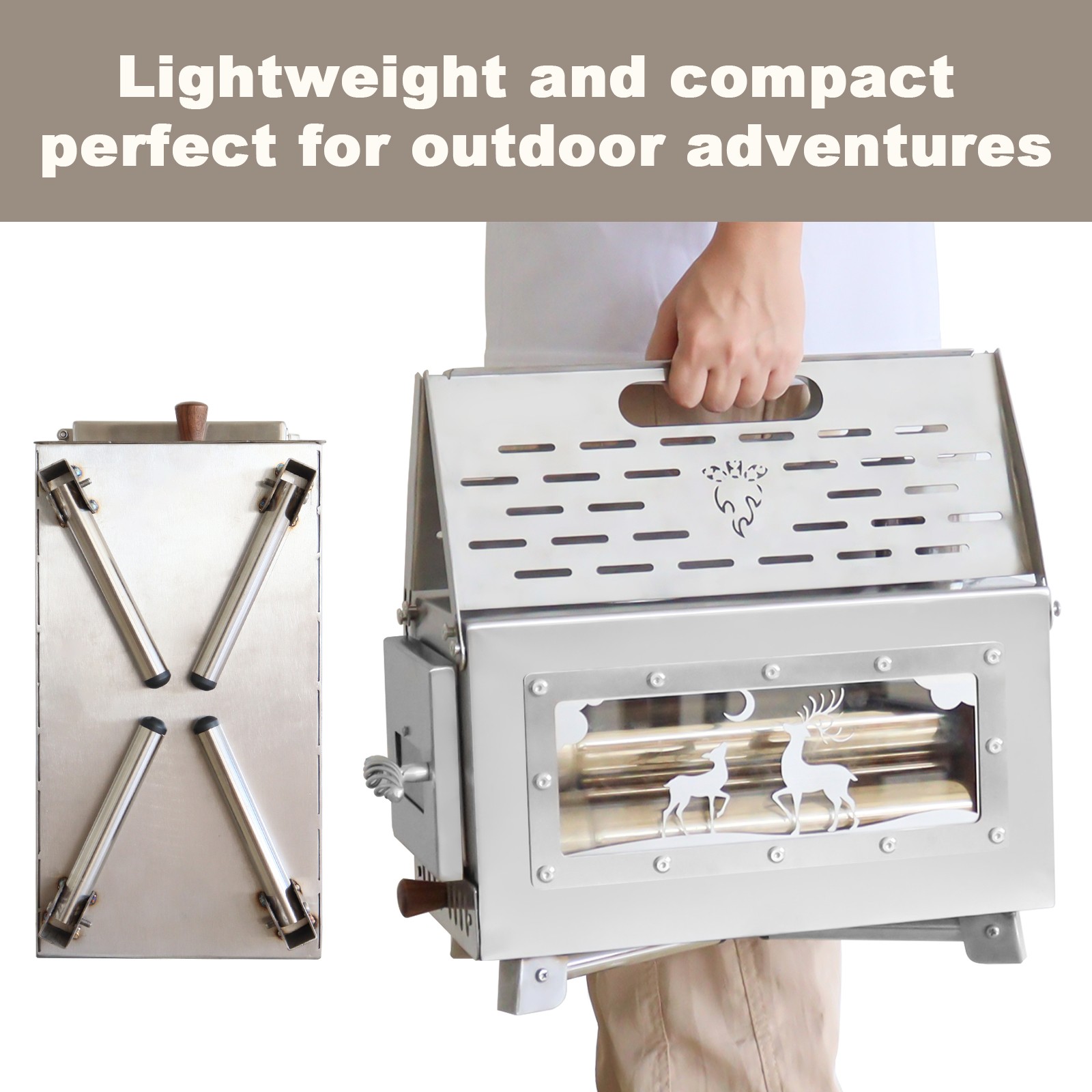 SOTECH Stainless Steel Wood Stove Portable Camp Fire Heater Grill Camping Hiking