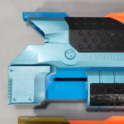 Nerf Tiger Lazer Tag Phoenix LTX Shotgun Attachments Blue and Gold
