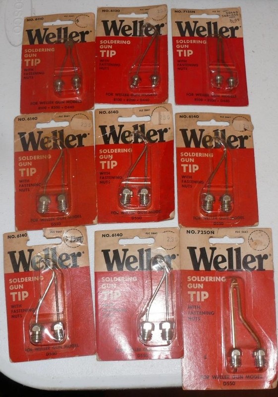 9 New NOS Weller soldering gun replacement tip tips 6110 6120 6140 7135n 7250n