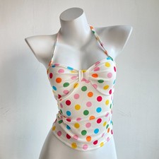 Y2K Multicolor Polka Dot Halter Crop Top (Wom...
