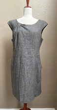 Banana Republic Dress Womens 14 Wool Sheath Knee Career Lined Stretch Gray