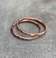 Copper Ring Stackable Hammered Rings band Size 9 Wedding Ring Unisex thin 2mm