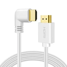 Right Angle HDMI Cable 10FT White High Speed 4K 60Hz UHD