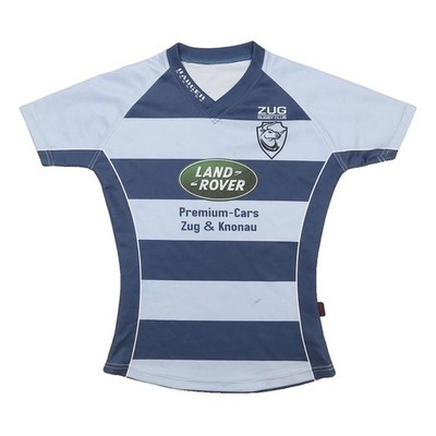 BADGER Damen Blau Hellblau Rugby Club T-Shirt M Kurzarm V-Ausschnitt