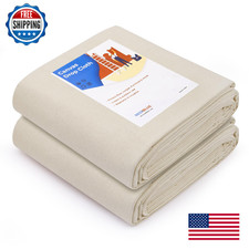REDIBLUE Canvas Drop Cloth 4x12 ft (2-Pack) - Absorbent, Seamless Cotton