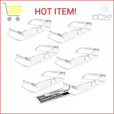 Boost Eyewear 6 Pack Reading Glasses, Clear Half Rim Frames, for Men and Women,